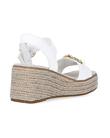 360 degree animation of product Girls white wide fit wedge sandals frame-12