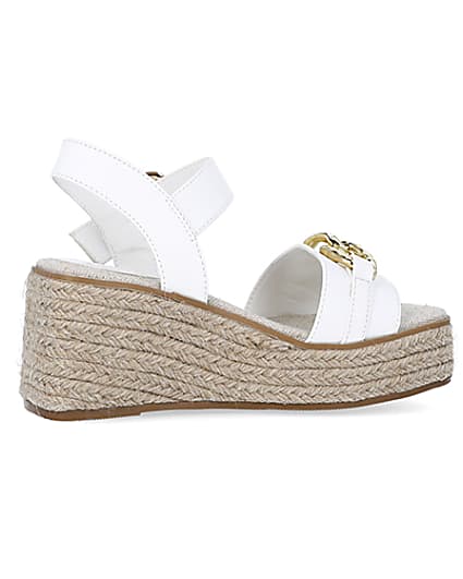 360 degree animation of product Girls white wide fit wedge sandals frame-14
