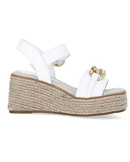360 degree animation of product Girls white wide fit wedge sandals frame-16