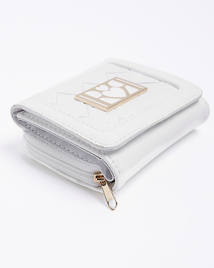 Girls white Woven Embossed Purse
