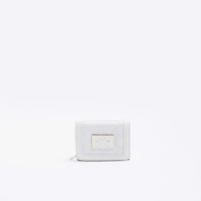 Girls white Woven Embossed Purse