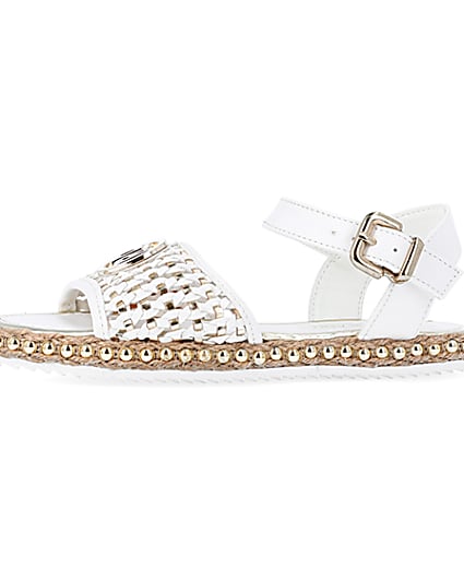 360 degree animation of product Girls white woven espadrille sandals frame-2