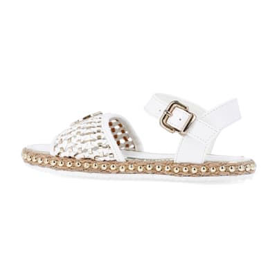 360 degree animation of product Girls white woven espadrille sandals frame-4