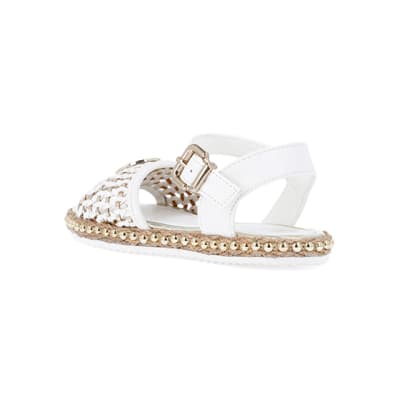 360 degree animation of product Girls white woven espadrille sandals frame-6