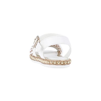 360 degree animation of product Girls white woven espadrille sandals frame-8