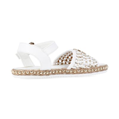 360 degree animation of product Girls white woven espadrille sandals frame-13