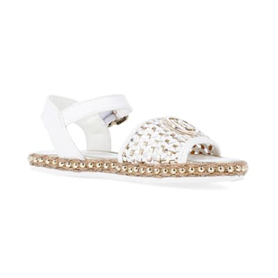 360 degree animation of product Girls white woven espadrille sandals frame-17
