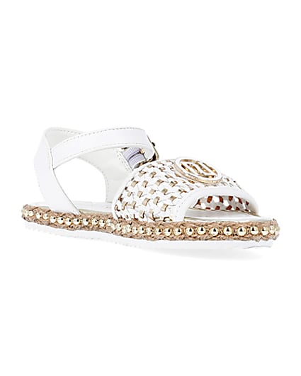 360 degree animation of product Girls white woven espadrille sandals frame-18