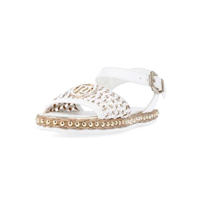 360 degree animation of product Girls white woven espadrille sandals frame-23