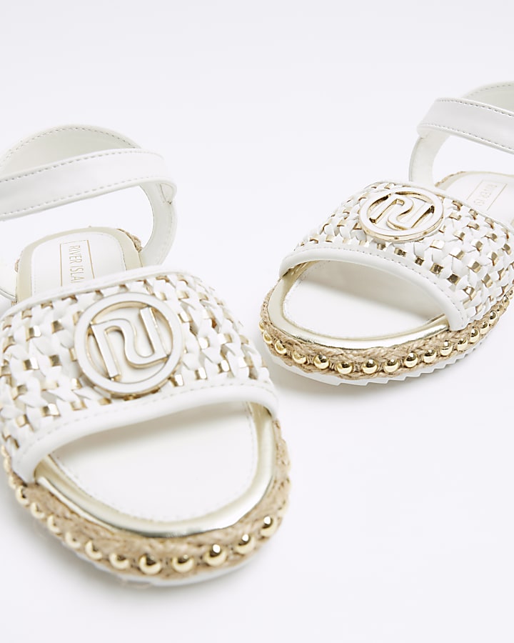 Girls white woven espadrille sandals