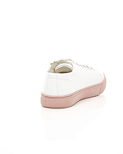 360 degree animation of product Girls white zip up trainers frame-14