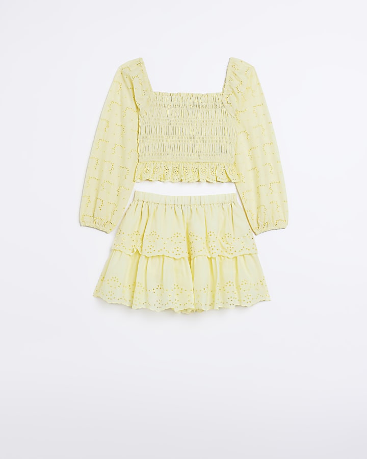 Girls yellow broderie outfit