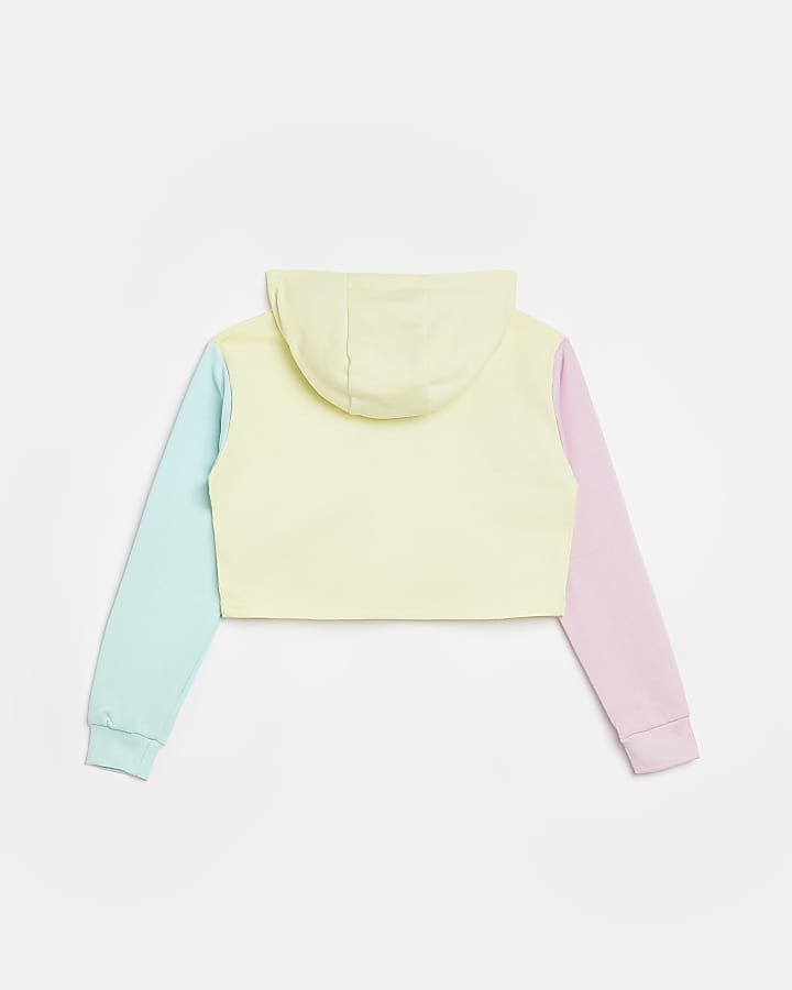 Girls Yellow ELLE colour block hoodie