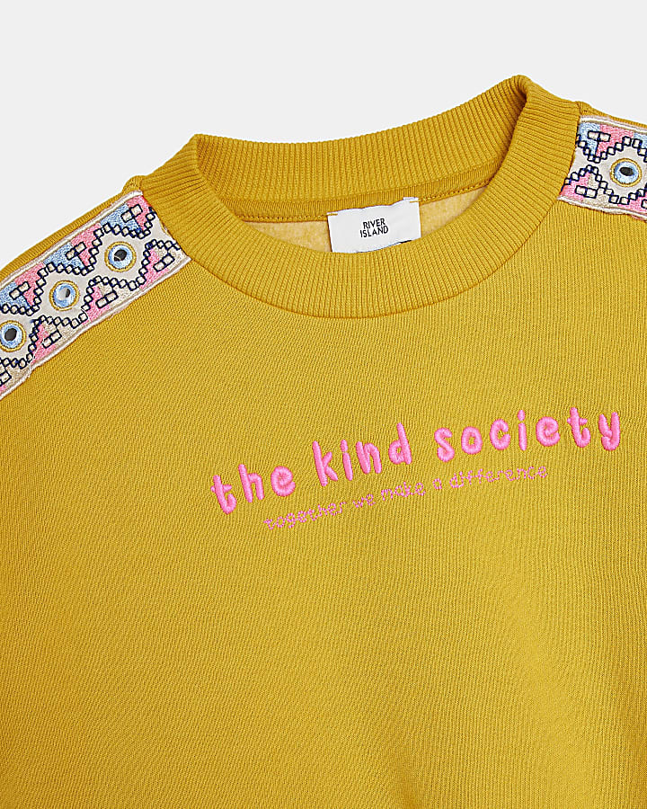 Girls yellow frill sleeve sweatshirt
