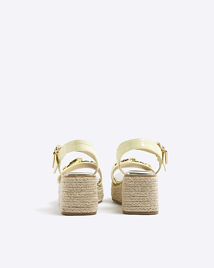 Girls YELLOW gold hardware wedge sandals