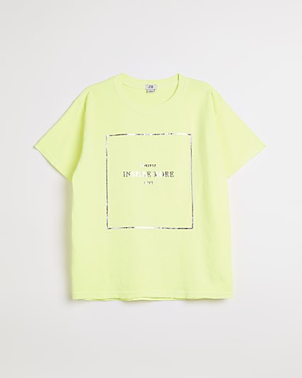 Girls yellow neon foil print t-shirt