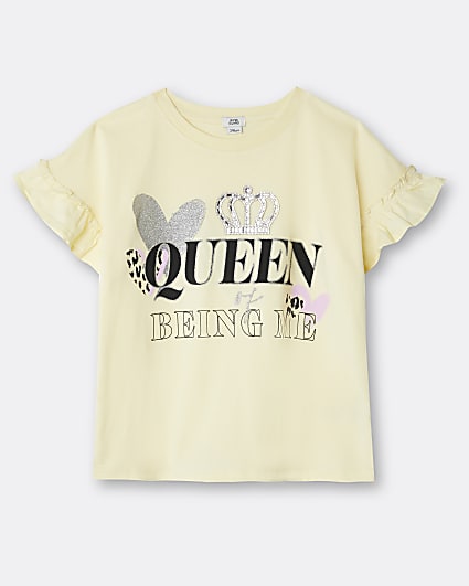Girls yellow 'Queen Of Being Me' t-shirt