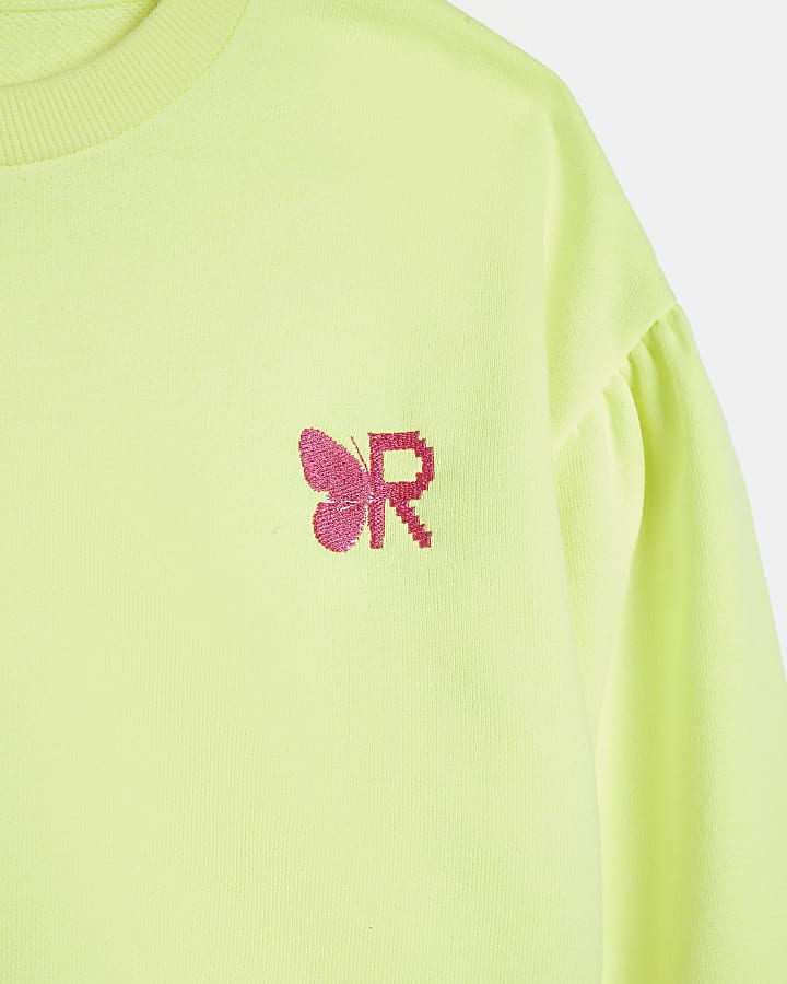 Girls Yellow RI Embroidered Sweatshirt