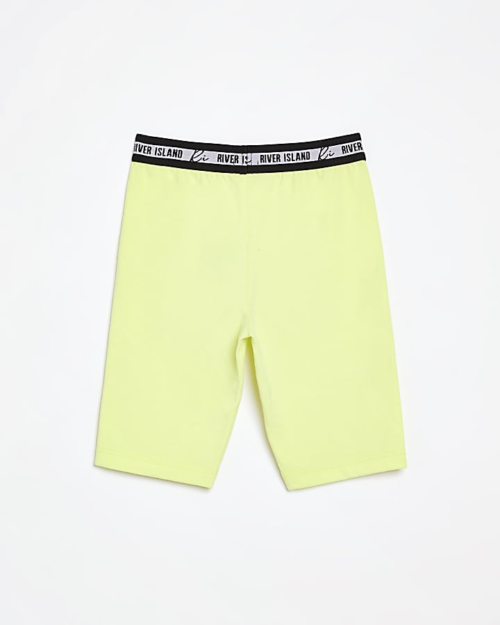 Girls yellow RI waistband cycling shorts