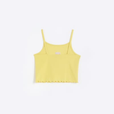 Girls yellow ribbed crop cami top