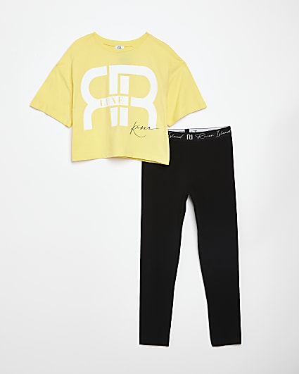 Girls yellow RR t-shirt and legging outfit