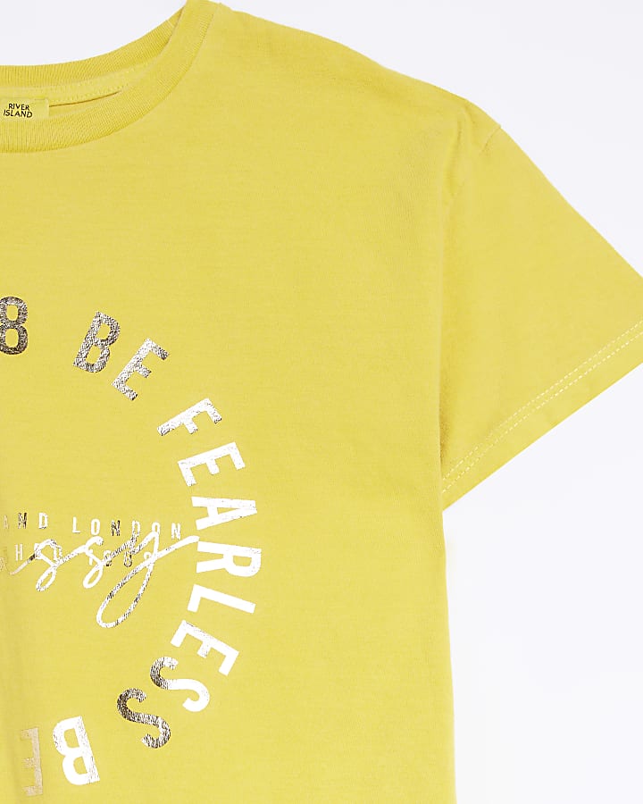 Girls Yellow 'Sassy' Foil Graphic T-shirt