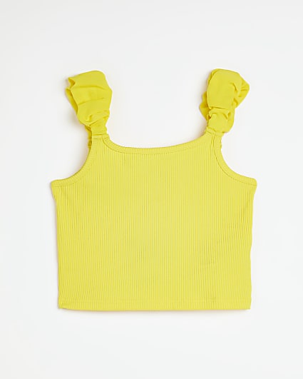 Girls yellow scrunch strap cropped camisole
