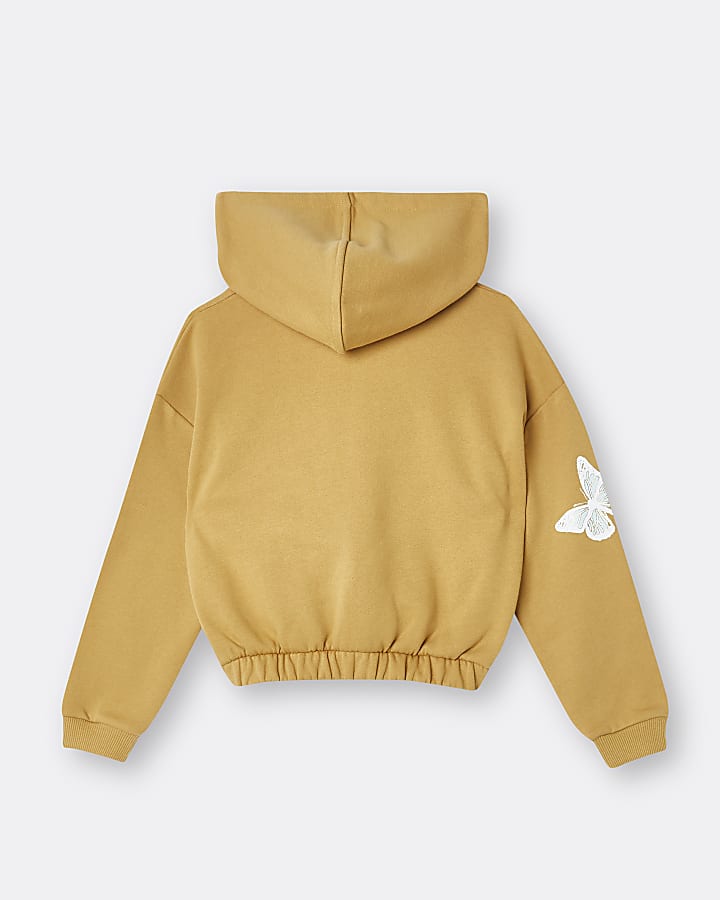 Girls yellow 'Unique' butterfly hoodie