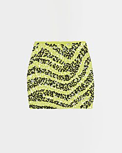 Girls yellow zebra Sequin Skirt
