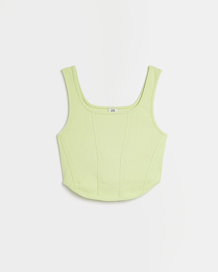 Girlsr lime green ribbed corset top