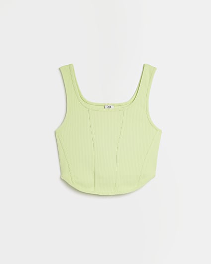 Girlsr lime green ribbed corset top