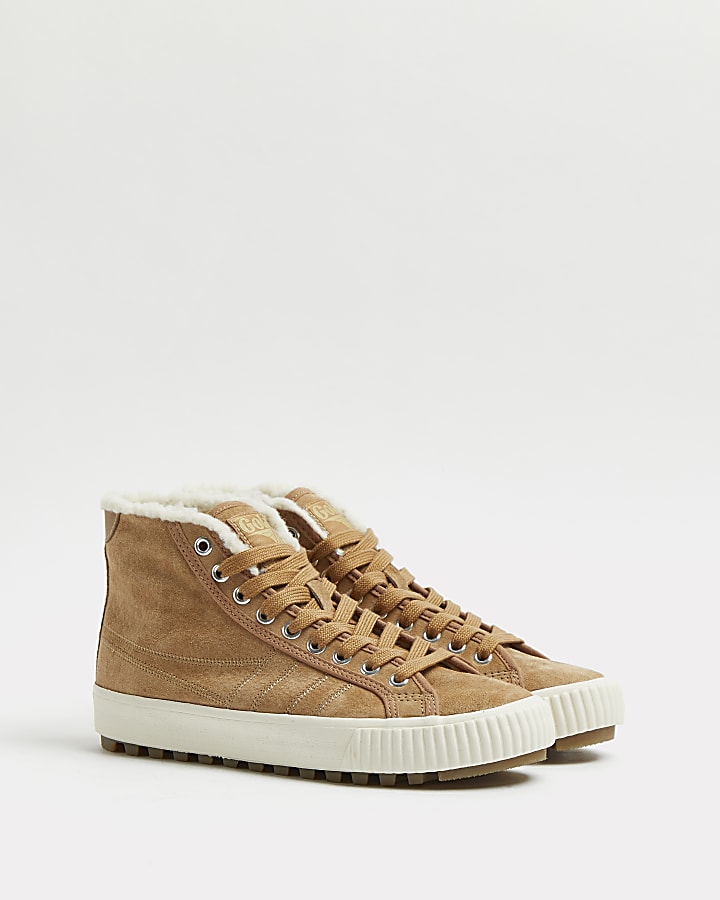 Gola brown suede high top trainers