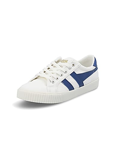 360 degree animation of product Gola Classics blue Tennis Mark Cox trainers frame-0