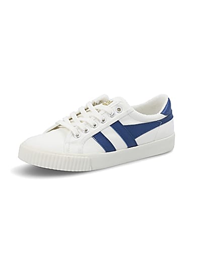 360 degree animation of product Gola Classics blue Tennis Mark Cox trainers frame-1