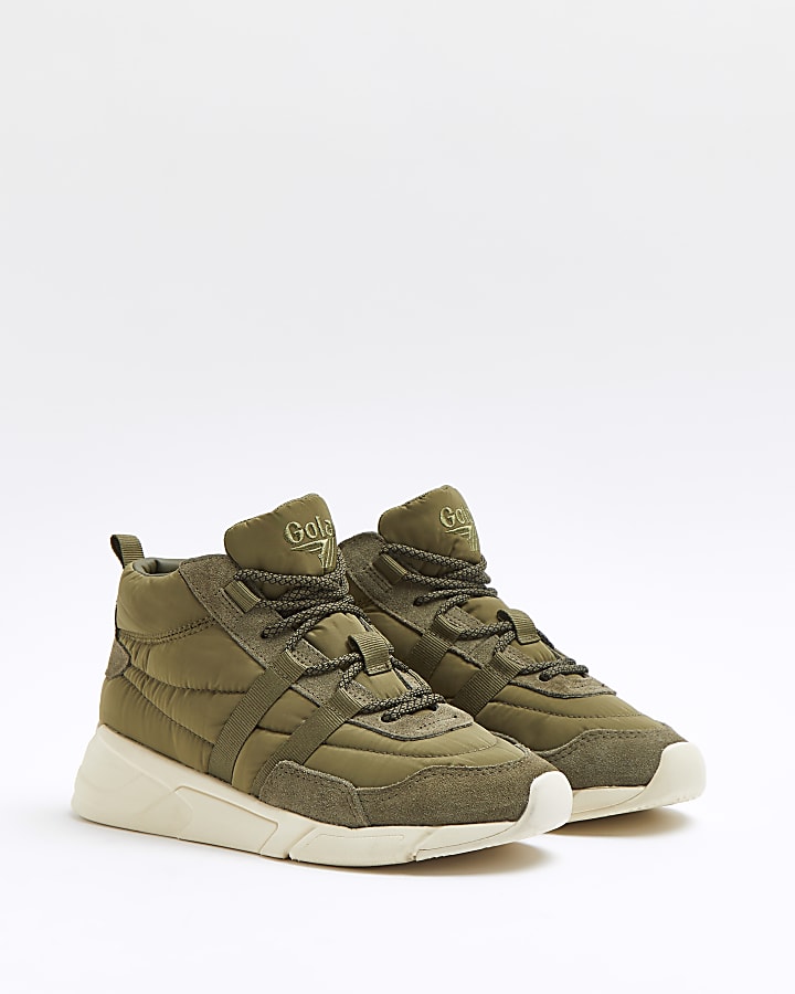 Gola khaki quilted trainers