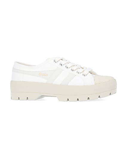 360 degree animation of product Gola white trainers frame-16