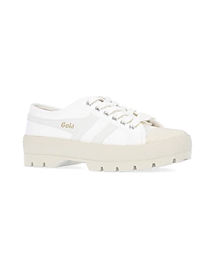 360 degree animation of product Gola white trainers frame-17