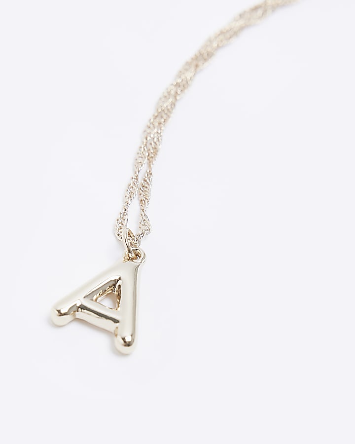 Gold 'A' initial charm necklace