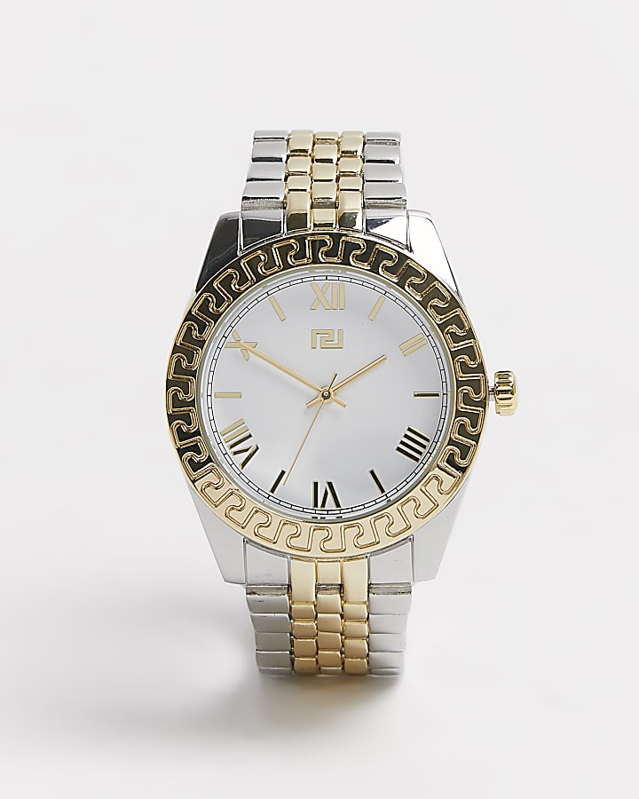 Gold and silver colour watch with giftbox