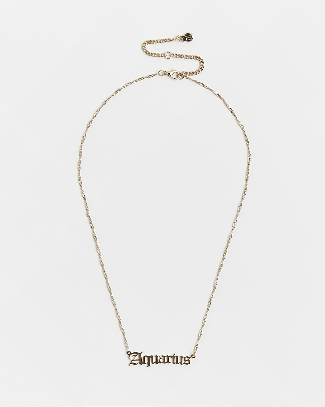 Gold 'Aquarius' astrological sign necklace