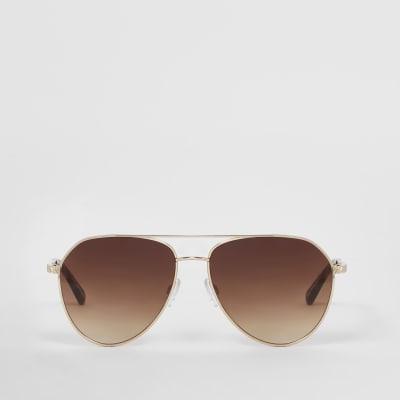 Gold aviator sunglasses River Island