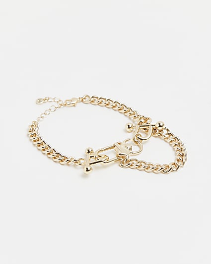 Gold ball chain link bracelet