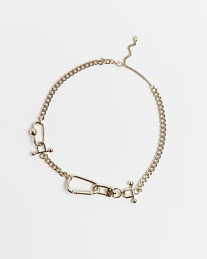 Gold ball chain link necklace