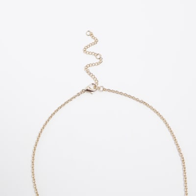 Gold Bar Pendant Necklace River Island