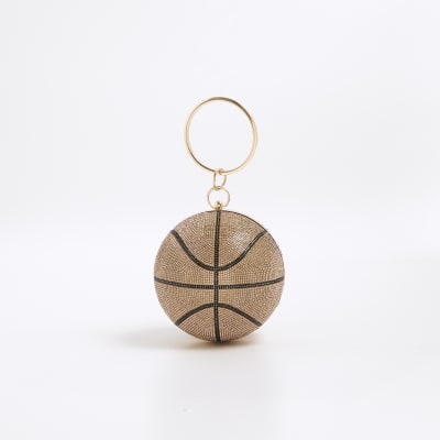 Gold Basketball Diamante Clutch Bag