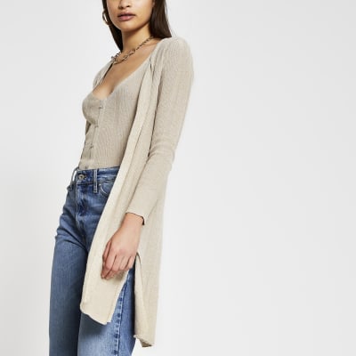 longline cardigan with buttons