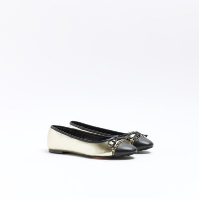Gold bow ballet shoes