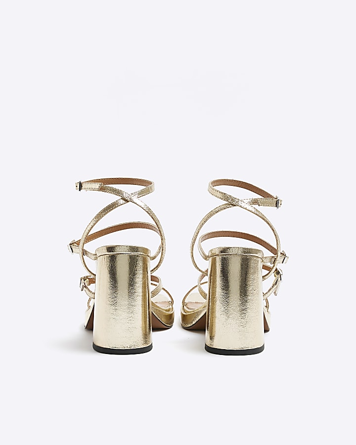 Gold buckle platform sandals