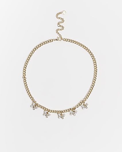 Gold butterfly choker necklace