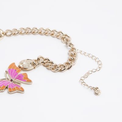 Gold Butterfly Choker Necklace River Island